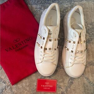 Valentino Garavani Cream Studded Sneakers